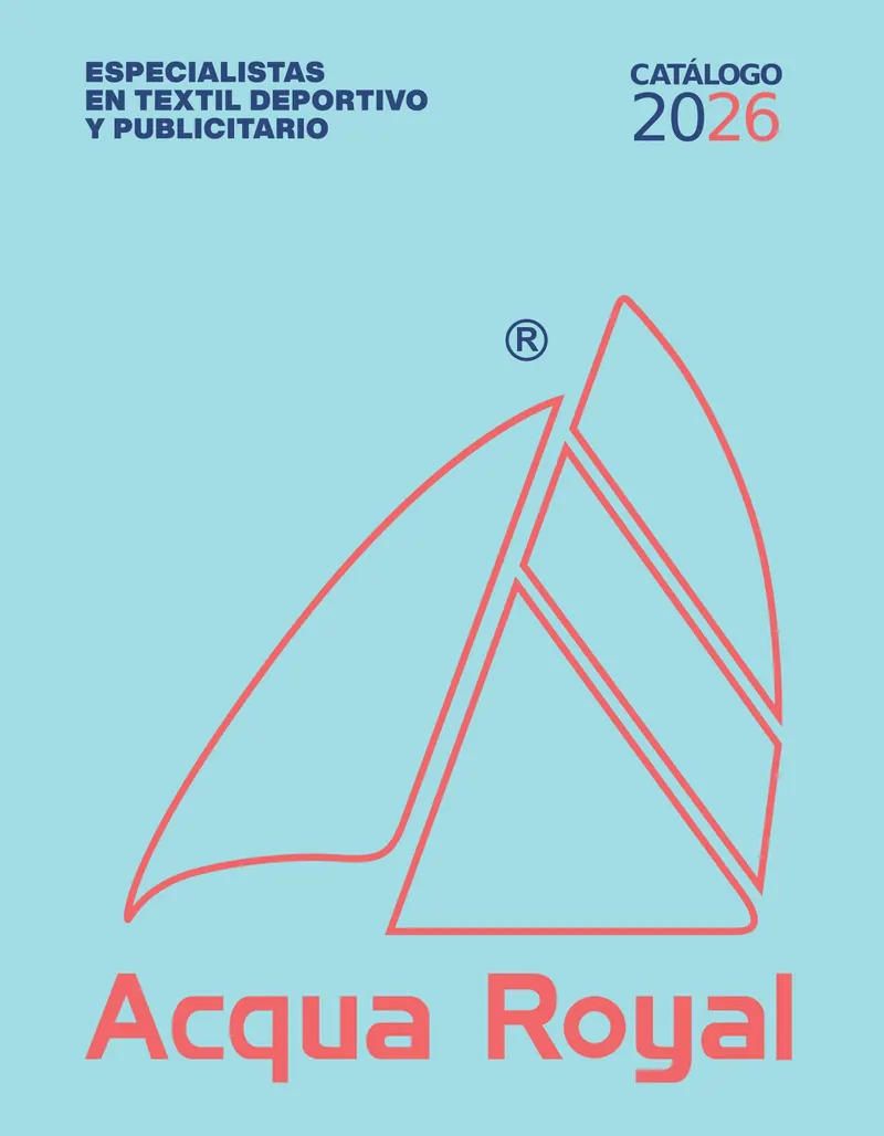 Portada del catálogo Textil deportivo y publicitario 2026 de Acqua Royal