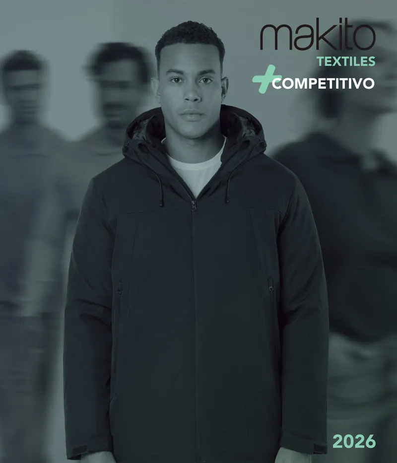 Portada del catálogo Textil promocional 2026 de Makito Textiles